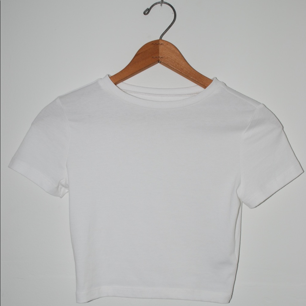 This is a simple white crop top.